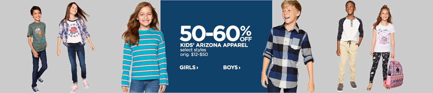 50-60% off Kids' Arizona Apparel, select styles