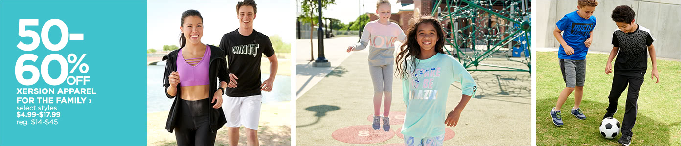 50-60% off Xersion apparel for the family