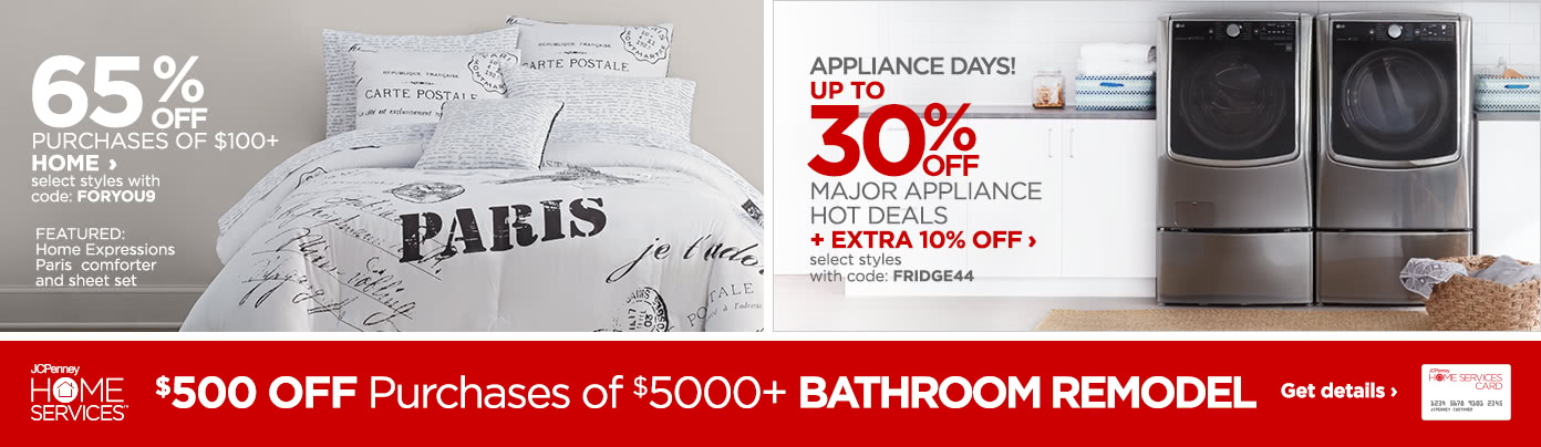 65% off purchases of $100+ Home, select styles with code: FORYOU9