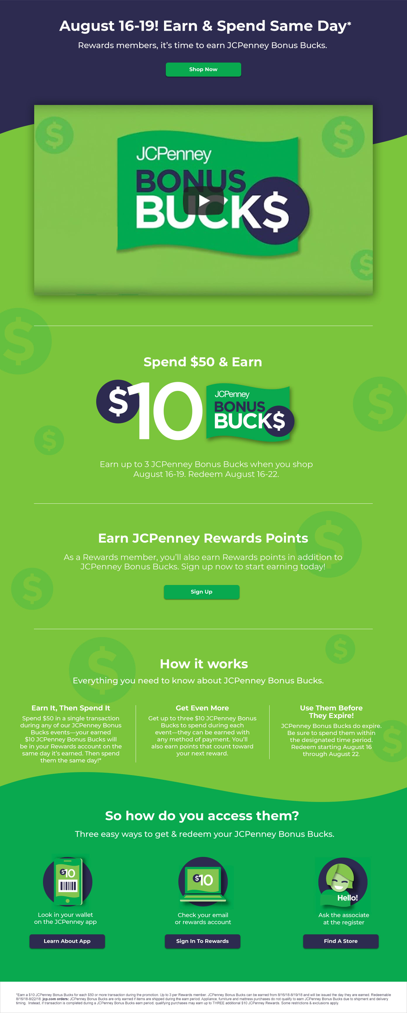 JCPenney Bonus Bucks | Spend $50 & Earn $10 - Get details