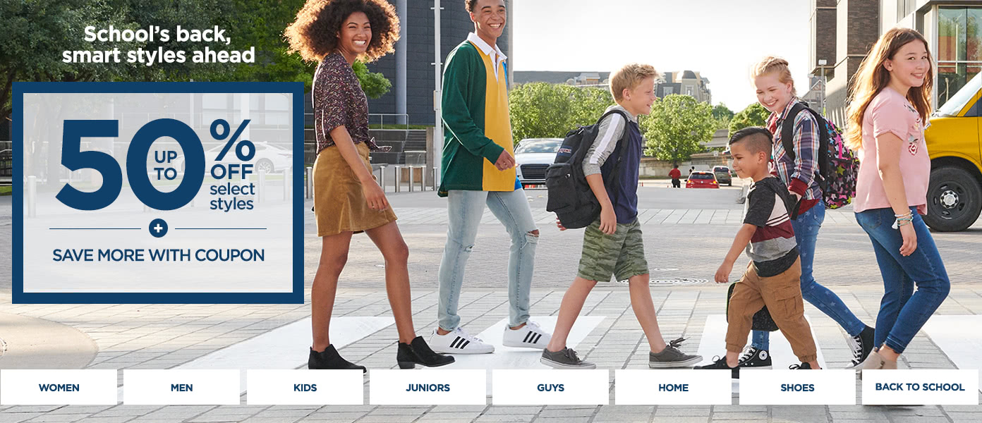 Up to 50% off Back to School, select styles