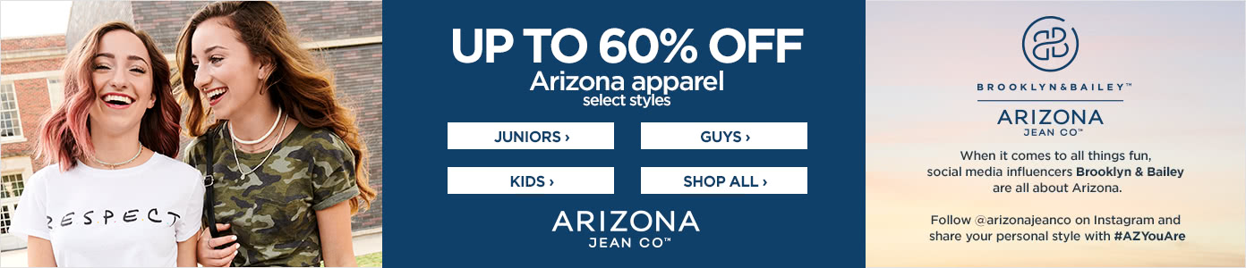 Up to 60% off Arizona apparel